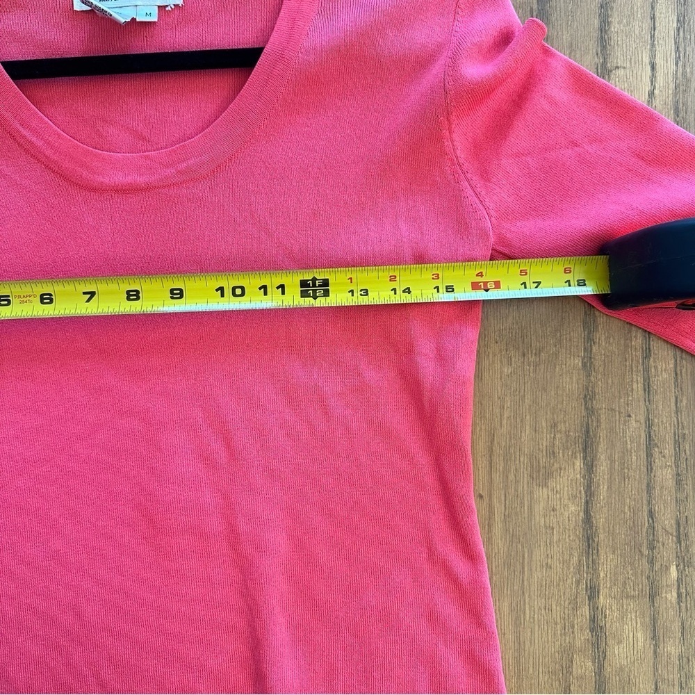 Joseph A Viscose Top Quarter Length Sleeve Coral Pink Size Medium Scoop Neck - Picture 7 of 8